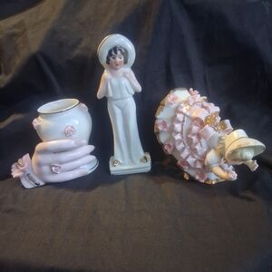 3 ENCHANTING VINTAGE PORCELAIN FIGURINES.
